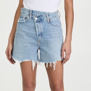AGOLDE Crossover Distressed Denim Short, size 29
